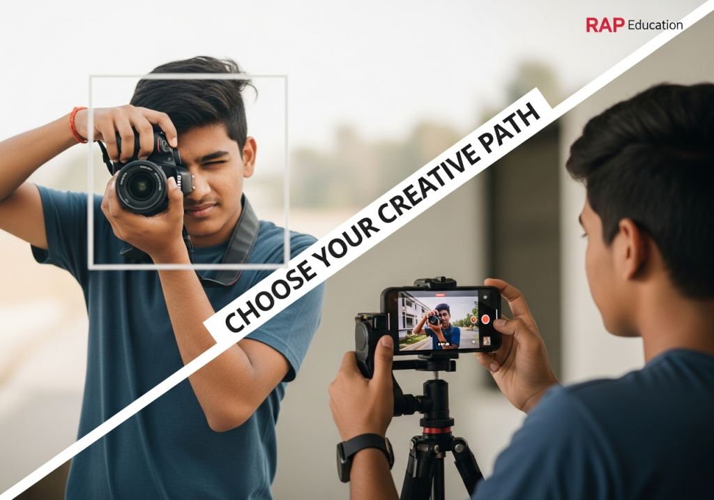 Student exploring photography and videography careers