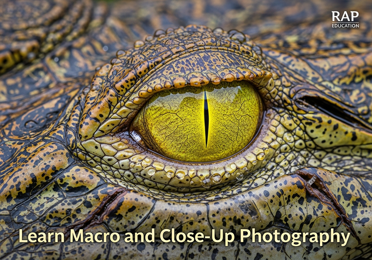 Macro photography close-up of crocodile detail