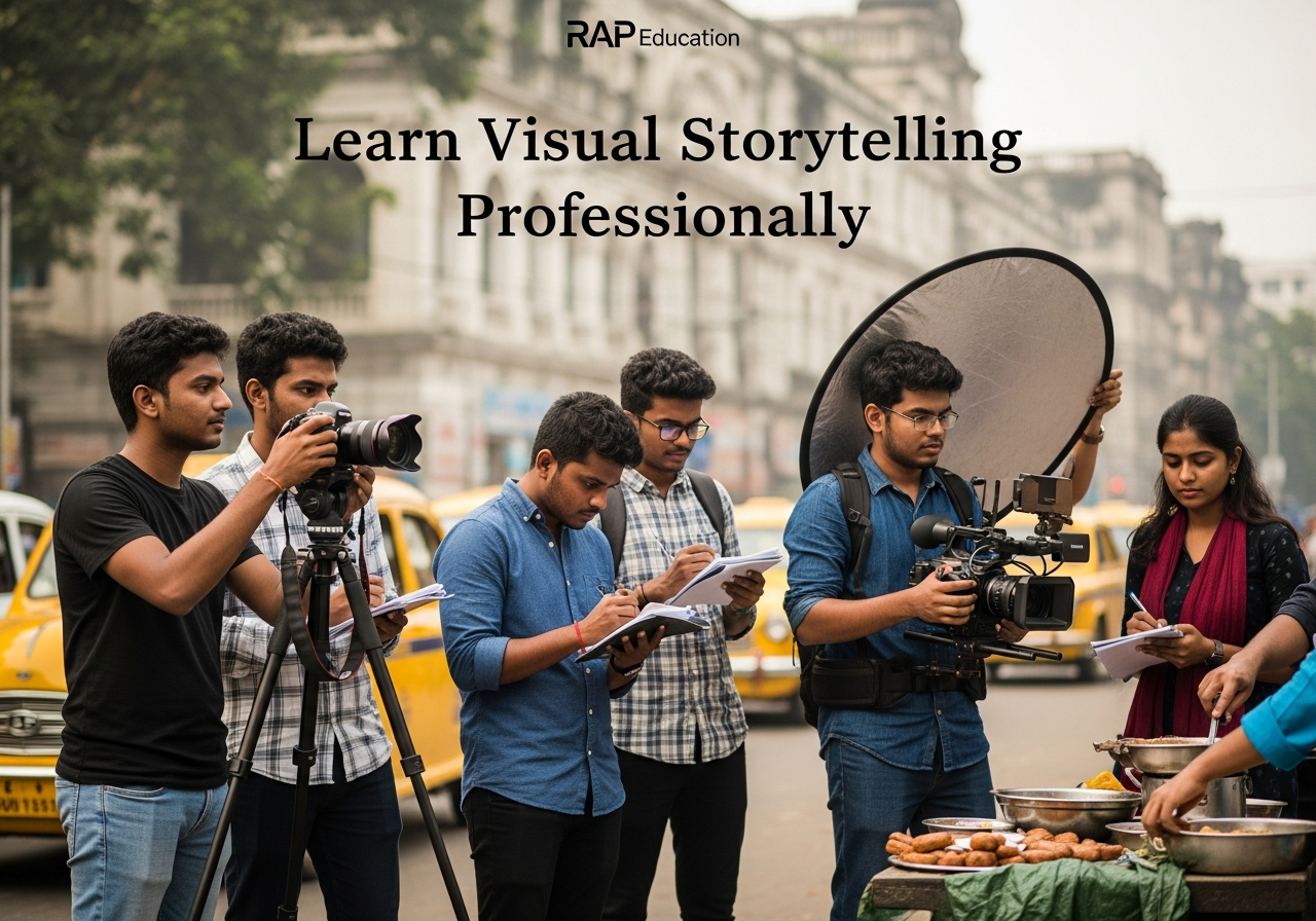 Photography and videography students shooting on location in Kolkata